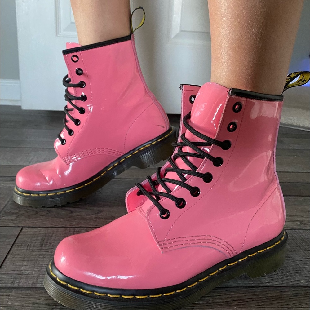 Dr. Martens Pink Patent Leather Boots - Picture 4 of 9